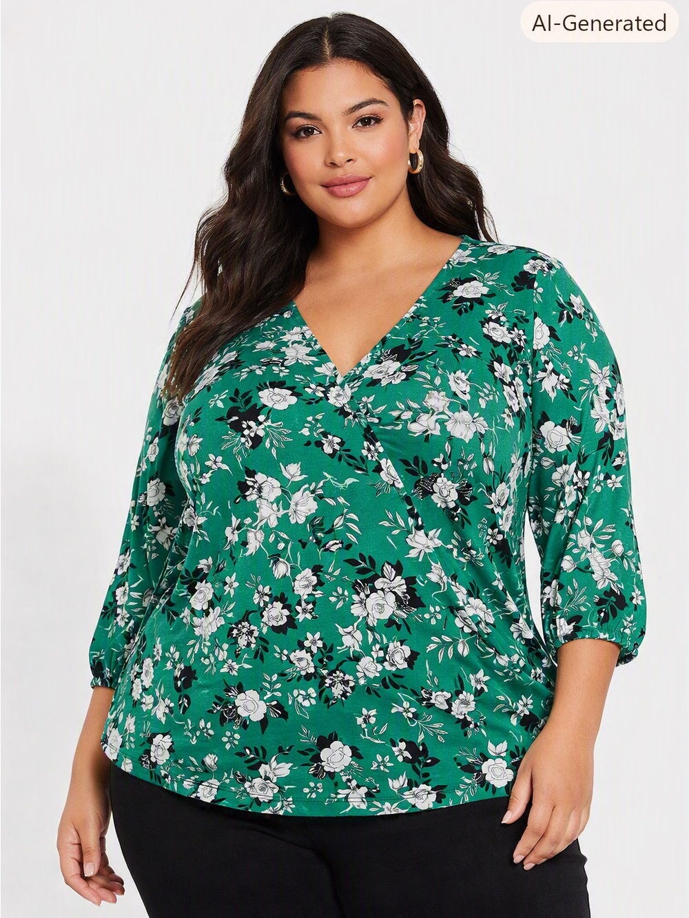 5/$25 Love & Legend Green Floral Crossover Top Size 2X